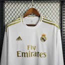 Camisa Real Madrid I Home 2019/20 Adidas Retrô Manga Longa Masculina - Branco - MAJESTO BR