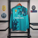 Camisa Retrô Real Madrid II Away 2017/18 Manga Longa Masculino Azul - MAJESTO BR